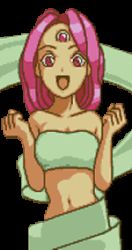 Rule 34 | animated, animated gif, bouncing breasts, breasts, large breasts, lowres, magical drop, pink eyes, pink hair, pixel art, smile, snk, third eye, world (magical drop)