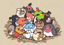 Rule 34 | ;), animal focus, artist name, bird, blush stickers, chatot, creatures (company), crow, fletchling, game freak, gen 1 pokemon, gen 2 pokemon, gen 3 pokemon, gen 4 pokemon, gen 5 pokemon, gen 6 pokemon, gen 7 pokemon, hoothoot, huiro, in nest, murkrow, natu, nest, nintendo, no humans, one eye closed, owl, pidgey, pidove, pikipek, pokemon, pokemon (creature), rufflet, seagull, smile, solid oval eyes, sparrow, spearow, starly, swablu, taillow, trait connection, vullaby, wingull