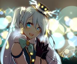 Rule 34 | 1girl, antlers, asagao minoru, backlighting, bare shoulders, beamed eighth notes, black gloves, blue dress, blue eyes, blue hair, blurry, bokeh, commentary, depth of field, dress, fortissimo, fur-trimmed dress, fur trim, gloves, glowing, hair ornament, hat, hatsune miku, horns, illumination, light blue hair, long hair, looking at viewer, musical note, musical note hair ornament, own hands together, quarter note, solo, sparkle, steepled fingers, twintails, upper body, vocaloid, yuki miku, yuki miku (2021) (candidate no.4)