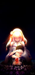 Rule 34 | 10s, 1boy, 1girl, absurdres, arm around neck, artist name, black background, black hair, braid, breasts, closed mouth, clothing cutout, collared shirt, covered eyes, covering another&#039;s eyes, covering own eyes, crown braid, crying, crystal, doujiang rr, elf, emilia (re:zero), flower, frilled sleeves, frills, glowing, hair flower, hair ornament, hair ribbon, hands on another&#039;s head, hands on own chest, hetero, highres, holding, holding flower, hug, hug from behind, long hair, looking at another, looking down, medium breasts, natsuki subaru, own hands together, plant, pointy ears, purple eyes, re:zero kara hajimeru isekai seikatsu, red flower, red ribbon, red rose, ribbon, rose, shade, shirt, shoulder cutout, signature, silver hair, sitting, smile, tears, vines, white flower, white rose, white shirt, wide sleeves, withered