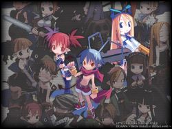 Rule 34 | 00s, 6+boys, 6+girls, :o, ahoge, archer (disgaea), belt, blonde hair, blue hair, blunt bangs, blush, disgaea, etna (disgaea), female angel (disgaea), female brawler (disgaea), flonne, harada takehito, healer (disgaea), holding, holding sword, holding weapon, laharl, long hair, looking at viewer, mage (disgaea), magic knight (disgaea), makai senki disgaea, male brawler (disgaea), male healer (disgaea), male warrior (disgaea), multiple boys, multiple girls, ninja (disgaea), nippon ichi, official art, outstretched arm, parted lips, pointy ears, prinny, red eyes, red hair, red shorts, ronin (disgaea), scarf, scout (disgaea), shorts, skull (disgaea), standing, sword, tareme, thief (disgaea), thighhighs, topless, twintails, weapon