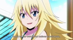 Rule 34 | 10s, 1girl, animated, animated gif, blonde hair, breasts, cleavage, grabbing, grabbing another&#039;s breast, keijo!!!!!!!!, kusakai mio, large breasts, lowres, subtitled, swimsuit