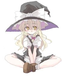 Rule 34 | 1girl, apron, blonde hair, bow, braid, female focus, full body, hair bow, hat, kirisame marisa, loafers, long hair, mochiki, oekaki, shoes, side braid, simple background, skirt, solo, touhou, white background, witch, witch hat, yellow eyes