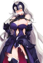 Rule 34 | &gt;:(, 1girl, ahoge, areola slip, armor, armored dress, bare shoulders, black thighhighs, blush, breasts, chain, cleavage, closed mouth, cowboy shot, cum, cum on body, cum on breasts, cum on lower body, cum on upper body, fate/grand order, fate (series), frown, fur trim, gauntlets, headpiece, heavy breathing, highres, jeanne d&#039;arc (fate), jeanne d&#039;arc alter (avenger) (fate), jeanne d&#039;arc alter (avenger) (third ascension) (fate), jeanne d&#039;arc alter (fate), large breasts, long hair, looking at viewer, navel, panties, poshi (ginmokusei), pussy juice, silver hair, solo, thighhighs, underwear, v-shaped eyebrows, very long hair, white panties, yellow eyes