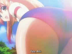 Rule 34 | 00s, 1girl, animated, animated gif, ass, breasts, imouto jiru, kohinata nana, long hair, lowres, open mouth, outdoors, pink hair, smile, solo, subtitled, yellow eyes