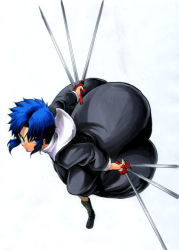 Rule 34 | 00s, black keys (type-moon), blue eyes, blue hair, ciel (tsukihime), short hair, solo, sword, tapo, tsukihime, weapon
