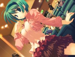 Rule 34 | 00s, 1girl, 4boys, blue eyes, game cg, green hair, hairband, mitsumi misato, multiple boys, solo, to heart (series), to heart 2, to heart 2 ad, yoshioka chie