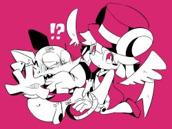 Rule 34 | 1boy, 1girl, animal ears, blush stickers, hat, highres, leotard, mad rat, mad rat dead, mouse (animal), mouse ears, mouse girl, mouse tail, nippon ichi, rat god, tail, top hat, wings, wrist cuffs