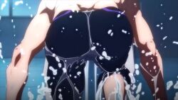 Rule 34 | animated, anime screenshot, ass, back, black hair, black male swimwear, free!, highres, legskin, male focus, male swimwear, matsuoka rin, nanase haruka (free!), sound, tagme, video, water