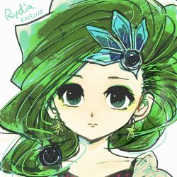Rule 34 | 1girl, commentary request, earrings, final fantasy, final fantasy iv, green eyes, green hair, hair ornament, jewelry, long hair, rydia (ff4), solo, yadoso