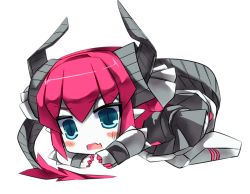 Rule 34 | 1girl, :o, android, blue eyes, blush, chibi, dragon horns, elizabeth bathory (fate), fate/grand order, fate (series), horns, long hair, looking at viewer, mecha, mecha eli-chan (fate), open mouth, pink hair, pointy ears, robot, ruugaruu, skirt, solo, tail