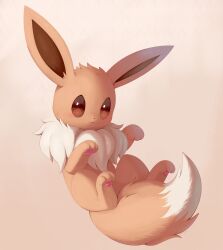 Rule 34 | absurdres, brown background, creatures (company), eevee, full body, game freak, gen 1 pokemon, gradient background, highres, looking at viewer, nevedoodle, nintendo, no humans, pokemon, pokemon (creature), simple background, solo
