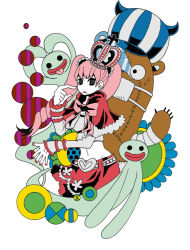Rule 34 | 1boy, 1girl, bandages, bow, capelet, crown, doll, fingernails, ghost, heart, kumacy, lipstick, long hair, makeup, mask, mouth mask, one piece, perona, pink hair, skirt, stitched, stitches, stuffed animal, stuffed toy, surgical mask, third-party edit, thriller bark, toy, twintails, zombie