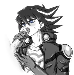 Rule 34 | 2boys, animated, animated gif, artist request, censored, cum, facial, fellatio, fudo yusei, male focus, multiple boys, oral, penis, slideshow, source request, spiked hair, spot color, yaoi, yu-gi-oh!, yu-gi-oh! 5d&#039;s