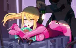 Rule 34 | 1boy, 1girl, 1other, ahegao, alternate costume, ass, bad id, bad twitter id, blonde hair, blush, bodysuit, breasts, clothed sex, empty eyes, fucked silly, green eyes, half-closed eyes, hetero, highres, medium breasts, metroid, mole, mole under mouth, multiple girls, nintendo, open mouth, ponytail, rezodwel, samus aran, see-through, self-upload, sex, sex from behind, solo focus, teeth, thong, torn bodysuit, torn clothes, vaginal, zero suit