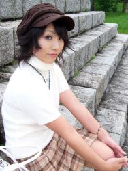 Rule 34 | black hair, casual, jewelry, necklace, photo (medium), pleated skirt, skirt, solo, suzukaze yuuki, sweater