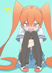 Rule 34 | 1girl, orange hair, school uniform, skirt, solo, twintails, ueno-san wa bukiyou, ueno (ueno-san wa bukiyou)