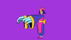 Rule 34 | animated, claws, hat, jiangshi, jumping, lei lei, pink background, red eyes, ribbon, short hair, vampire (game), video