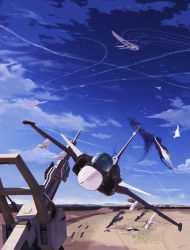 Rule 34 | absurdres, ace combat, ace combat 7: skies unknown, aerial battle, airborne aircraft carrier, aircraft, airplane, arsenal bird, arsenal bird (liberty), battle, cannon, cloud, cloudy sky, contrail, day, dogfight, drone, energy, energy barrier, fire, glint, glowing, highres, magnetic weapon, military, military vehicle, missile, mother ship, mq-101, parasite aircraft, pilot, pilot helmet, railgun, saab gripen, ship, sky, smoke, stonehenge (ace combat), stonehenge turret network, thompson (solowingfh), unmanned aerial vehicle, unmanned combat aerial vehicle, vehicle focus, watercraft