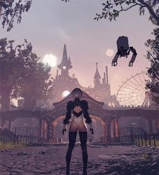 Rule 34 | 1girl, 3d, android, animated, animated gif, ass, fireworks, nier, nier (series), nier:automata, pod (nier:automata), robot, solo, tagme, 2b (nier:automata)
