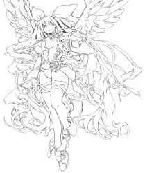 Rule 34 | 1girl, absurdres, amatuki, angel wings, bare shoulders, belt, breasts, corset, detached sleeves, dizzy (guilty gear), drawing, floating, full body, greyscale, guilty gear, guilty gear xrd, hair ribbon, hair rings, highres, large breasts, long hair, midriff, monochrome, monster girl, navel, outstretched arm, panties, ribbon, solo, stomach, tail, tail ornament, tail ribbon, thigh strap, thighhighs, thighs, traditional media, twintails, underwear, very long hair, wide sleeves, wings