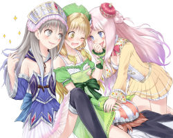 Rule 34 | 4girls, atelier (series), atelier ayesha, atelier meruru, atelier rorona, atelier totori, ayesha altugle, black socks, blonde hair, blue eyes, blush, boots, bow, grabbing another&#039;s breast, breasts, brown hair, cleavage, detached sleeves, face in crotch, female focus, female pervert, grabbing, green skirt, grey eyes, half updo, hat, holding another&#039;s arm, holding own arm, kneehighs, licking, long hair, merurulince rede arls, multiple girls, open mouth, pervert, pink hair, rape, rororina fryxell, silver hair, skirt, small breasts, socks, sparkle, suzushiro yukari, thigh boots, thighhighs, tongue, totooria helmold, twintails, waist bow, wince, yellow eyes, yuri