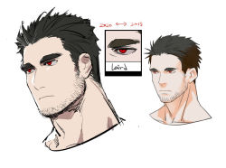 Rule 34 | 1boy, 2015, 2020, bara, before and after, black hair, facial hair, fukurau, hair slicked back, long sideburns, male focus, mature male, original, portrait, short hair, sideburns, sketch, stubble, thick eyebrows, white background