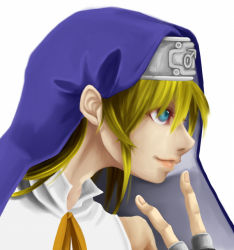 Rule 34 | 1boy, arc system works, blonde hair, blue eyes, bridget (guilty gear), fingerless gloves, gloves, guilty gear, guilty gear xx, habit, lips, male focus, portrait, profile, simple background, solo, trap, white background