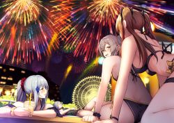 Rule 34 | 404 (girls&#039; frontline), 4girls, bikini, black bikini, blunt bangs, blush, breasts, brown eyes, brown hair, butt crack, commentary request, cup, duplicate, facial mark, fireworks, g11 (girls&#039; frontline), girls&#039; frontline, green eyes, hair between eyes, hair ornament, highres, hk416 (girls&#039; frontline), holding, holding cup, large breasts, long hair, looking at viewer, lying, medium breasts, multiple girls, night, on back, one side up, open mouth, partially submerged, scar, scar across eye, scar on face, scrunchie, silver hair, sitting, sleeping, smile, swimsuit, teardrop, tobimura, twintails, ump45 (girls&#039; frontline), ump9 (girls&#039; frontline), very long hair, wrist scrunchie