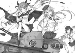 Rule 34 | :d, :q, anchovy (girls und panzer), anzio (emblem), anzio school uniform, belt, beret, blush, braid, cape, carpaccio (girls und panzer), carro veloce cv-33, closed eyes, dress shirt, drill hair, eating, emblem, fang, food, from side, girls und panzer, greyscale, hair ribbon, hat, holding, holding food, legs, loafers, long hair, long sleeves, looking at viewer, loose necktie, military, military vehicle, miniskirt, monochrome, motor vehicle, necktie, open mouth, pantyhose, pepperoni (girls und panzer), pizza, plate, pleated skirt, pulp piroshi, ribbon, riding crop, running, school uniform, shirt, shoes, short hair, side braid, sitting, skirt, smile, standing, tank, tongue, tongue out, twin drills, twintails, wind