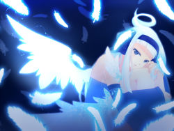 Rule 34 | 1girl, angel (fairy tail), fairy tail, feathers, fuchise, hairband, long hair, solo, white hair, wings