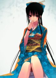 Rule 34 | 1girl, female focus, gradient background, japanese clothes, kimono, long hair, original, refeia, solo