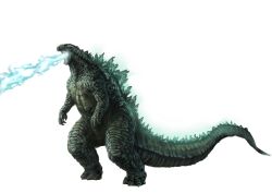 Rule 34 | absurdres, atomic breath, breath weapon, energy, energy beam, glowing, glowing spikes, godzilla, godzilla (2014), godzilla (series), highres, kaijuu, legendary pictures, monsterverse, mouth beam, no humans, simple background, spikes, tail, toho, ultra-taf, white background