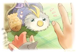 Rule 34 | blonde hair, digimon, digimon (creature), fish, fluffy, food, highres, looking at another, pacifier, pusumon