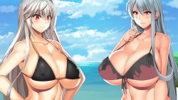 Rule 34 | 2girls, bikini, breasts, cleavage, huge breasts, large breasts, long hair, multiple girls, swimsuit, yameta takashi, yuki makoto