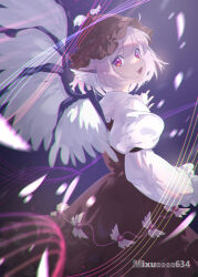 Rule 34 | 1girl, absurdres, animal ears, bird ears, bird wings, brown dress, brown hat, dress, feathered wings, fingernails, frilled dress, frilled sleeves, frills, hat, highres, long fingernails, long sleeves, mystia lorelei, nail polish, open mouth, pink hair, red eyes, red nails, short hair, sleeve garter, smile, soi soi (mixueeee634), solo, touhou, twitter username, white wings, winged hat, wings