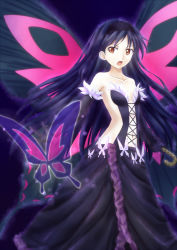 Rule 34 | 10s, accel world, antenna hair, aoi usagi, bad id, bad pixiv id, bare shoulders, bug, butterfly, butterfly wings, elbow gloves, gloves, hairband, insect, insect wings, kuroyukihime, long hair, open mouth, solo, wings