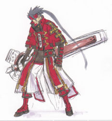 Rule 34 | 1boy, arc system works, black hair, capelet, concept art, fingerless gloves, forehead protector, gloves, guilty gear, headband, ishiwatari daisuke, long hair, male focus, non-web source, official art, ponytail, sketch, sol badguy, solo, very long hair