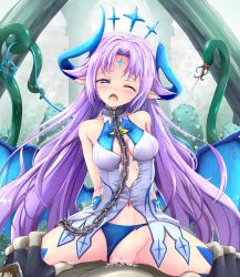 Rule 34 | 1girl, bare shoulders, blush, breasts, broken horn, c-rabbit, chain, clothed sex, cum, cum in pussy, demon girl, demon horns, demon tail, demon wings, elsword, highres, horns, ishtar (elsword), long hair, luciela r. sourcream, medium breasts, navel, one eye closed, open mouth, panties, pointy ears, sex, solo focus, star-shaped pupils, star (symbol), sweat, symbol, symbol-shaped pupils, tail, tears, torn clothes, torn panties, underwear, very long hair, wings