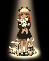 Rule 34 | 1girl, absurdres, aged down, artist request, blue eyes, brown hair, child, cowboy shot, dress, expressionless, hair ornament, hair ribbon, highres, holding, holding stuffed toy, long hair, looking at viewer, neon genesis evangelion, ribbon, simple background, skin tight, solo, souryuu asuka langley, standing, stuffed animal, stuffed rabbit, stuffed dog, stuffed toy, two side up