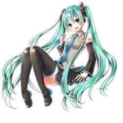 Rule 34 | 1girl, :d, absurdly long hair, aruhina, black footwear, black skirt, blue eyes, blue hair, blue nails, blue necktie, boots, breasts, detached sleeves, floating hair, full body, grey shirt, hair between eyes, hair ornament, hatsune miku, head tilt, headphones, long hair, looking at viewer, miniskirt, nail polish, necktie, open mouth, pleated skirt, shirt, simple background, skirt, sleeveless, sleeveless shirt, small breasts, smile, solo, thigh boots, thighhighs, twintails, very long hair, vocaloid, white background, zettai ryouiki
