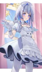 Rule 34 | 1girl, :o, absurdres, amane kanata, amane kanata (nurse), angel, angel wings, apron, bandaged arm, bandages, blue hair, blue wings, blunt bangs, blush, braid, breasts, colored inner hair, detached collar, dress, feathered wings, gloves, gradient wings, grey dress, grey hair, hair ornament, hairclip, hand on own hip, hat, highres, holding, holding syringe, hololive, id card, kabi akaru, lanyard, looking at viewer, medium hair, mini wings, multicolored hair, multicolored wings, nurse, nurse cap, official alternate costume, official alternate hair length, official alternate hairstyle, pantyhose, parted lips, pink hair, puffy short sleeves, puffy sleeves, purple eyes, short dress, short sleeves, single hair intake, small breasts, solo, streaked hair, syringe, underbust, virtual youtuber, waist apron, white apron, white gloves, white pantyhose, white wings, wing collar, wings