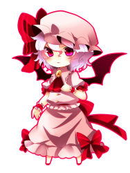 1girl bad_id bad_pixiv_id chibi female_focus full_body remilia_scarlet simple_background solo standing touhou white_background yutazou