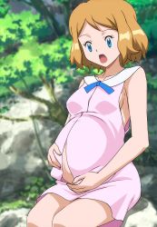 Rule 34 | 1girl, breasts, creatures (company), female focus, game freak, makino tomoyasu, nintendo, pokemon, pokemon (anime), pokemon xy (anime), pregnant, serena (pokemon)