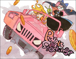 Rule 34 | 10s, 2girls, annoyed, bad id, bad pixiv id, car, chuck (psg), coin, dutch angle, faux traditional media, foreshortening, hummer, masso, motor vehicle, multiple girls, one eye closed, panty &amp; stocking with garterbelt, panty (psg), see-through (psg), siblings, sisters, smoke, stocking (psg), sunglasses, vehicle, vehicle focus, wind