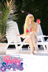Rule 34 | bikini, blonde hair, coca-cola, cosplay, highres, long hair, panty &amp; stocking with garterbelt, panty (psg), photo (medium), red bikini, swimsuit, tagme