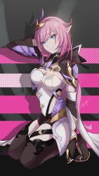 Rule 34 | 1girl, absurdres, black footwear, black shorts, blue eyes, boots, breasts, cleavage, cleavage cutout, closed mouth, clothing cutout, elf, elysia (honkai impact), elysia (miss pink elf), elysia (miss pink elf) (honkai impact), full body, hair ornament, highres, honkai (series), honkai impact 3rd, long hair, long sleeves, looking at viewer, ooo wange, pink hair, pointy ears, ponytail, shorts, smile, solo, thigh boots