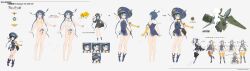 Rule 34 | 1girl, absurdres, aosora kamiya, arm up, armpits, ash arms, bag, bikini, blue hair, can&#039;t show this (meme), censored, character censor, character name, chibi, commentary request, concept art, detached sleeves, flat chest, full body, hat, highres, incredibly absurdres, looking at viewer, meme, micro bikini, no panties, novelty censor, purple eyes, short hair with long locks, simple background, solo, swimsuit, uniform, white background, yer-2 (ash arms)