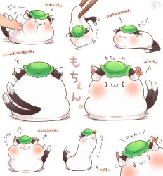 Rule 34 | &gt; &lt;, 0 0, :3, animal ears, blush, cat ears, cheek poking, chen, chopsticks, commentary request, earrings, food, hat, highres, ibaraki natou, jewelry, mob cap, mochi, multiple tails, multiple views, poking, tail, touhou, translation request, wagashi