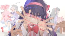 Rule 34 | 2girls, akemi homura, black capelet, black pantyhose, bow, bowtie, braid, capelet, chinese commentary, choker, closed eyes, closed mouth, collared capelet, collared shirt, commentary request, crying, crying with eyes open, dress, female pov, fingernails, glasses, gloves, hair bow, hairband, high collar, hug, kaname madoka, kneehighs, lap pillow, lips, long hair, long sleeves, looking at viewer, lovelove (lili207884), low twin braids, magical girl, mahou shoujo madoka magica, mahou shoujo madoka magica (anime), mitakihara school uniform, multiple girls, multiple views, open mouth, outstretched hand, palms, pantyhose, pink dress, pink hair, pink sleeves, pov, purple bow, purple bowtie, purple capelet, purple dress, purple eyes, purple hair, purple sleeves, red-framed eyewear, red bow, red bowtie, red choker, red footwear, red hairband, school uniform, shirt, shoes, short dress, short hair, short sleeves, short twintails, socks, solid oval eyes, straight hair, streaming tears, string around finger, teardrop, tears, twin braids, twintails, two-tone capelet, upper body, wavy mouth, white background, white gloves, white shirt, white sleeves, white socks, yuri